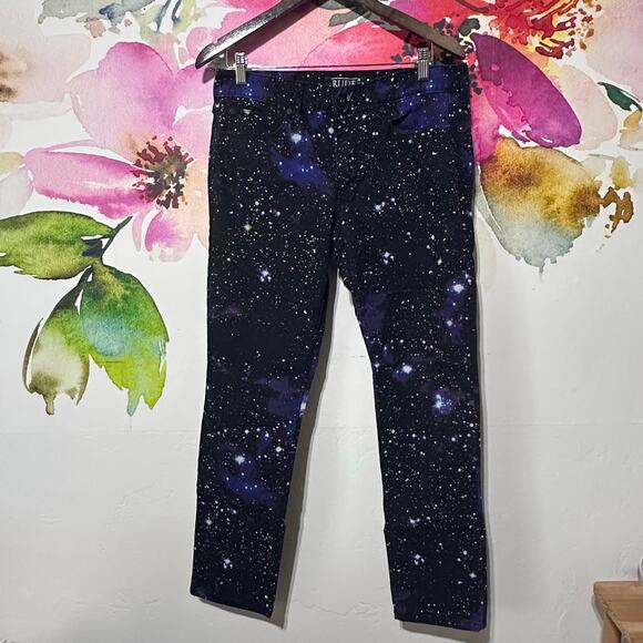 Men’s Rude XXX Pants Skinny Multicolor Stretch Space Galaxy Jeans 32 / 32 - Picture 1 of 3